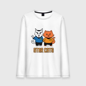 Мужской лонгслив хлопок с принтом Star Cats в Петрозаводске, 100% хлопок |  | animal | cat | cute | kitty | meow | друг | животные | киска | китти | кот | котенок | котик | кошечка | кошка | лев | леопард | милый | мур | мяу | пантера | питомец | рысь | тигр | улыбка