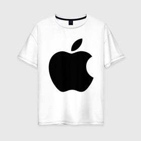 Женская футболка хлопок Oversize с принтом Apple в Петрозаводске, 100% хлопок | свободный крой, круглый ворот, спущенный рукав, длина до линии бедер
 | apple | техника | яблоко