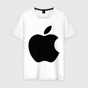 Мужская футболка хлопок с принтом Apple в Петрозаводске, 100% хлопок | прямой крой, круглый вырез горловины, длина до линии бедер, слегка спущенное плечо. | apple | техника | яблоко