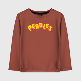 Детский лонгслив хлопок с принтом PEBBLES в Петрозаводске, 100% хлопок | круглый вырез горловины, полуприлегающий силуэт, длина до линии бедер | bamm bamm rubble | barney rubble | bedrock | betty rubble | dino | flintstones | fred flintstone | hoppy | pebbles | stone age | vdgerir | wilma | флинстоун | флинтстоун