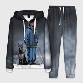 Мужской костюм 3D с принтом Snoop Dogg в Петрозаводске, 100% полиэстер | Манжеты и пояс оформлены тканевой резинкой, двухслойный капюшон со шнурком для регулировки, карманы спереди | Тематика изображения на принте: 