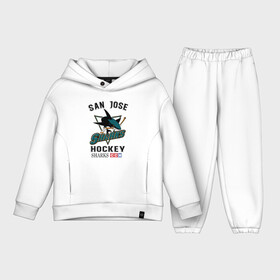 Детский костюм хлопок Oversize с принтом SAN JOSE SHARKS в Петрозаводске,  |  | hockey | nhl | san jose | sharks | sport | usa | акулы | надпись | нхл | сан хосе | символы | сообщение | спорт | сша | текст | фраза | хоккей | цитаты | шайбу