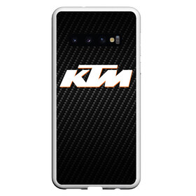 Чехол для Samsung Galaxy S10 с принтом KTM КАРБОН (Z) в Петрозаводске, Силикон | Область печати: задняя сторона чехла, без боковых панелей | Тематика изображения на принте: enduro | ktm | moto | motocycle | sportmotorcycle | ктм | мото | мотоспорт