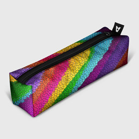 Пенал 3D с принтом Яркая мозаика радуга диагональ в Петрозаводске, 100% полиэстер | плотная ткань, застежка на молнии | геометрия | диагональ | мозаика | полоски | радуга | текстура | фигуры | цвета | ячейки