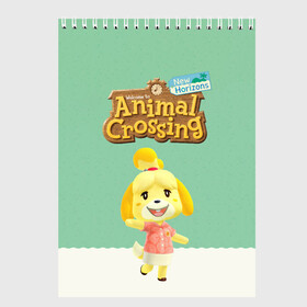 Скетчбук с принтом Animal Crossing в Петрозаводске, 100% бумага
 | 48 листов, плотность листов — 100 г/м2, плотность картонной обложки — 250 г/м2. Листы скреплены сверху удобной пружинной спиралью | Тематика изображения на принте: animal crossing | isabelle | tom nook | энимал кроссинг