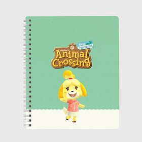 Тетрадь с принтом Animal Crossing в Петрозаводске, 100% бумага | 48 листов, плотность листов — 60 г/м2, плотность картонной обложки — 250 г/м2. Листы скреплены сбоку удобной пружинной спиралью. Уголки страниц и обложки скругленные. Цвет линий — светло-серый
 | animal crossing | isabelle | tom nook | энимал кроссинг