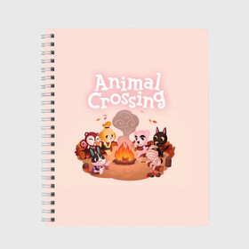 Тетрадь с принтом Animal Crossing в Петрозаводске, 100% бумага | 48 листов, плотность листов — 60 г/м2, плотность картонной обложки — 250 г/м2. Листы скреплены сбоку удобной пружинной спиралью. Уголки страниц и обложки скругленные. Цвет линий — светло-серый
 | Тематика изображения на принте: animal crossing | isabelle | tom nook | энимал кроссинг