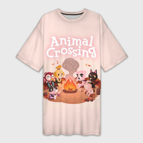 Платье-футболка 3D с принтом Animal Crossing в Петрозаводске,  |  | animal crossing | isabelle | tom nook | энимал кроссинг
