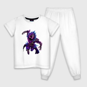 Детская пижама хлопок с принтом FORTNITE RAVEN в Петрозаводске, 100% хлопок |  брюки и футболка прямого кроя, без карманов, на брюках мягкая резинка на поясе и по низу штанин
 | Тематика изображения на принте: fortnite | fortnite 2 | fortnite x маршмелло | ikonik | marshmello | ninja | ninja streamer | raven | travis scott | ворон | иконик | ниндзя | пили | рейвен | трэвис скотт | фортнайт