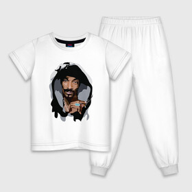 Детская пижама хлопок с принтом Snoop Dogg в Петрозаводске, 100% хлопок |  брюки и футболка прямого кроя, без карманов, на брюках мягкая резинка на поясе и по низу штанин
 | 2pac | black | dog | dr dre | hip hop | rap | snoop dogg | west coast | гангстер | микрофон | музыка | рифма | рэп | рэпер | снуп дог | собака | хип хоп