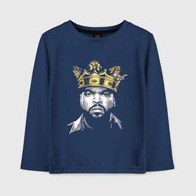 Детский лонгслив хлопок с принтом Ice Cube King в Петрозаводске, 100% хлопок | круглый вырез горловины, полуприлегающий силуэт, длина до линии бедер | 2pac | black | compton | dog | dr dre | hip hop | ice cube | king | nwa | rap | snoop dogg | west coast | westside | айс кьюб | гангстер | голос улиц | король | микрофон | музыка | рифма | рэп | рэпер | хип хоп