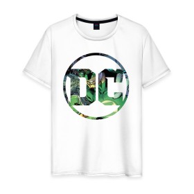 Мужская футболка хлопок с принтом Green Lantern в Петрозаводске, 100% хлопок | прямой крой, круглый вырез горловины, длина до линии бедер, слегка спущенное плечо. | dc | green lantern | shtatjl | зеленый фонарь | лига справедливости | логотип