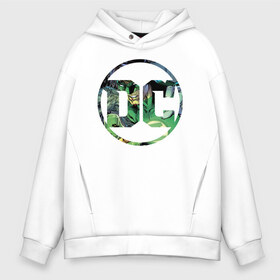 Мужское худи Oversize хлопок с принтом Green Lantern в Петрозаводске, френч-терри — 70% хлопок, 30% полиэстер. Мягкий теплый начес внутри —100% хлопок | боковые карманы, эластичные манжеты и нижняя кромка, капюшон на магнитной кнопке | dc | green lantern | shtatjl | зеленый фонарь | лига справедливости | логотип