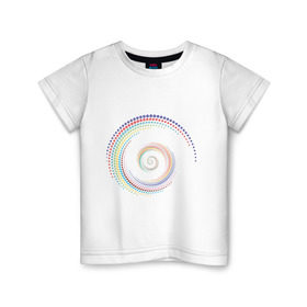 Детская футболка хлопок с принтом Обман зрения в Петрозаводске, 100% хлопок | круглый вырез горловины, полуприлегающий силуэт, длина до линии бедер | водоворот | вортекс | зрения | иллюзия | картинки | обман | оптическая | позитив | прикольные | радуга | циклон