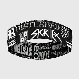 Повязка на голову 3D с принтом Рок группы в Петрозаводске,  |  | английский | белый | иностранные надписи | музыка | название | рок | серый | черный | черный фон