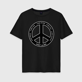 Женская футболка хлопок Oversize с принтом Pacific в Петрозаводске, 100% хлопок | свободный крой, круглый ворот, спущенный рукав, длина до линии бедер
 | hippie | love | pacific | peace | любовь | мир | пацифик | хиппи
