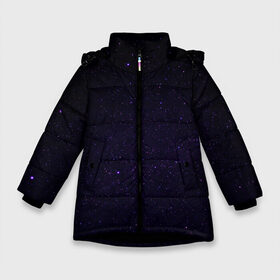 Зимняя куртка для девочек 3D с принтом Звездное небо в Петрозаводске, ткань верха — 100% полиэстер; подклад — 100% полиэстер, утеплитель — 100% полиэстер. | длина ниже бедра, удлиненная спинка, воротник стойка и отстегивающийся капюшон. Есть боковые карманы с листочкой на кнопках, утяжки по низу изделия и внутренний карман на молнии. 

Предусмотрены светоотражающий принт на спинке, радужный светоотражающий элемент на пуллере молнии и на резинке для утяжки. | звезды | космос