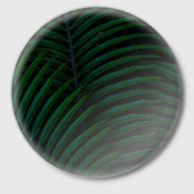 Значок с принтом Пальмовые листья в Петрозаводске,  металл | круглая форма, металлическая застежка в виде булавки | пальмы | папоротник | тропики