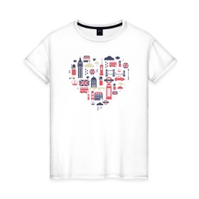 Женская футболка хлопок с принтом London в Петрозаводске, 100% хлопок | прямой крой, круглый вырез горловины, длина до линии бедер, слегка спущенное плечо | london | лондон