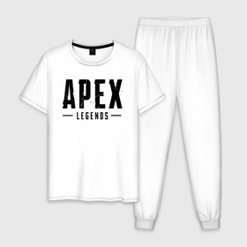 Мужская пижама хлопок с принтом APEX LEGENDS (НА СПИНЕ) в Петрозаводске, 100% хлопок | брюки и футболка прямого кроя, без карманов, на брюках мягкая резинка на поясе и по низу штанин
 | apex | apex legends | battle | battle royal | bloodhound | titanfall | wraith | апекс | апекс легендс | батл рояль | битва | война | каустик | королевская битва