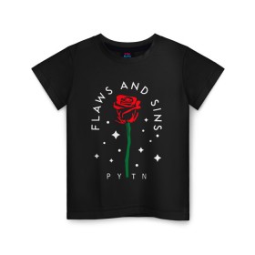 Детская футболка хлопок с принтом PYTN X ROSE (НА СПИНЕ). в Петрозаводске, 100% хлопок | круглый вырез горловины, полуприлегающий силуэт, длина до линии бедер | payton | payton moormeie | pytn | rose | блогер | знаменитость | пейтон | пейтон моормиер | тиктоенр