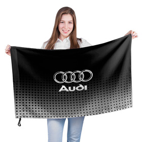 Флаг 3D с принтом Audi в Петрозаводске, 100% полиэстер | плотность ткани — 95 г/м2, размер — 67 х 109 см. Принт наносится с одной стороны | audi | audi лого | audi марка | audi эмблема | ауди | ауди значок | ауди лого | ауди чб значок | ауди эмблема | значок audi | лого автомобиля | логотип audi | логотип ауди | черно белый