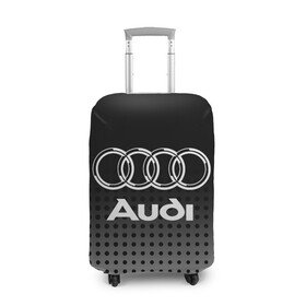 Чехол для чемодана 3D с принтом Audi в Петрозаводске, 86% полиэфир, 14% спандекс | двустороннее нанесение принта, прорези для ручек и колес | audi | audi лого | audi марка | audi эмблема | ауди | ауди значок | ауди лого | ауди чб значок | ауди эмблема | значок audi | лого автомобиля | логотип audi | логотип ауди | черно белый
