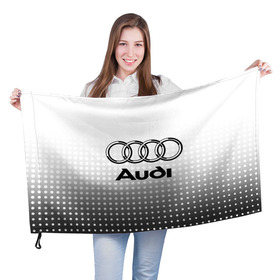 Флаг 3D с принтом Audi в Петрозаводске, 100% полиэстер | плотность ткани — 95 г/м2, размер — 67 х 109 см. Принт наносится с одной стороны | audi | audi лого | audi марка | audi эмблема | ауди | ауди значок | ауди лого | ауди чб значок | ауди эмблема | значок audi | лого автомобиля | логотип audi | логотип ауди | черно белый
