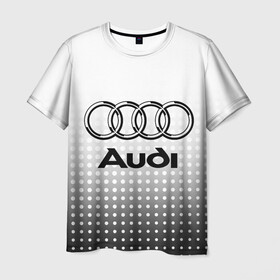 Мужская футболка 3D с принтом Audi в Петрозаводске, 100% полиэфир | прямой крой, круглый вырез горловины, длина до линии бедер | audi | audi лого | audi марка | audi эмблема | ауди | ауди значок | ауди лого | ауди чб значок | ауди эмблема | значок audi | лого автомобиля | логотип audi | логотип ауди | черно белый