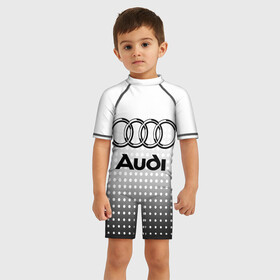 Детский купальный костюм 3D с принтом Audi в Петрозаводске, Полиэстер 85%, Спандекс 15% | застежка на молнии на спине | audi | audi лого | audi марка | audi эмблема | ауди | ауди значок | ауди лого | ауди чб значок | ауди эмблема | значок audi | лого автомобиля | логотип audi | логотип ауди | черно белый