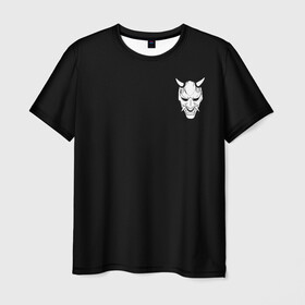 Мужская футболка 3D с принтом Демон Они (Принт на спине) в Петрозаводске, 100% полиэфир | прямой крой, круглый вырез горловины, длина до линии бедер | cyberpunk | demon | japan | kyoto | oni | tokyo | аниме | демон | киберпанк | маска | они | стиль | ханья | япония | японский