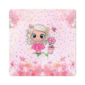 Магнит виниловый Квадрат с принтом Маленькая принцесса в Петрозаводске, полимерный материал с магнитным слоем | размер 9*9 см, закругленные углы | бабочка | девочка | девочке | маленькая | милая | сердечки | цветочки