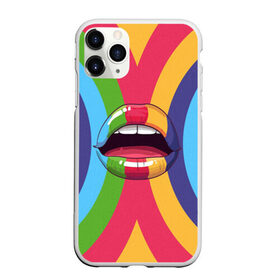 Чехол для iPhone 11 Pro Max матовый с принтом Радужные губы в Петрозаводске, Силикон |  | вписка | губы | зубы | клуб | пафос | пафосная | поцелуй | радуга | радужно | рот | сочность | сочные | туса | тусовка | улыбка | язык