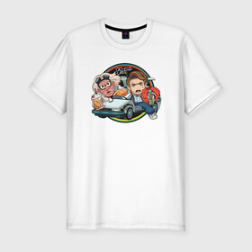 Мужская футболка премиум с принтом Back to the Future в Петрозаводске, 92% хлопок, 8% лайкра | приталенный силуэт, круглый вырез ворота, длина до линии бедра, короткий рукав | django | tarantino | джанго | джанго освобожденный | тарантино