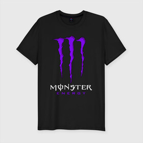 Мужская футболка хлопок Slim с принтом MONSTER ENERGY в Петрозаводске, 92% хлопок, 8% лайкра | приталенный силуэт, круглый вырез ворота, длина до линии бедра, короткий рукав | black monster | bmx | claw | cybersport | energy | monster | monster energy | moto | motocross | race | sport | киберспорт | когти | монстер энерджи | монстр | мото | мотокросс | ралли | скейтбординг | спорт | т | энергия