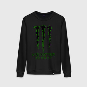 Женский свитшот хлопок с принтом MONSTER ENERGY в Петрозаводске, 100% хлопок | прямой крой, круглый вырез, на манжетах и по низу широкая трикотажная резинка  | black monster | bmx | claw | cybersport | energy | monster | monster energy | moto | motocross | race | sport | киберспорт | когти | монстер энерджи | монстр | мото | мотокросс | ралли | скейтбординг | спорт | т | энергия