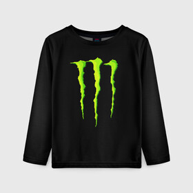 Детский лонгслив 3D с принтом MONSTER ENERGY в Петрозаводске, 100% полиэстер | длинные рукава, круглый вырез горловины, полуприлегающий силуэт
 | black monster | bmx | claw | cybersport | energy | monster | monster energy | moto | motocross | race | sport | киберспорт | когти | монстер энерджи | монстр | мото | мотокросс | ралли | скейтбординг | спорт | т | энергия