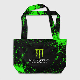 Пляжная сумка 3D с принтом MONSTER ENERGY в Петрозаводске, 100% полиэстер | застегивается на металлическую кнопку; внутренний карман застегивается на молнию. Стенки укреплены специальным мягким материалом, чтобы защитить содержимое от несильных ударов
 | black monster | bmx | claw | cybersport | energy | monster | monster energy | moto | motocross | race | sport | киберспорт | когти | монстер энерджи | монстр | мото | мотокросс | ралли | скейтбординг | спорт | т | энергия