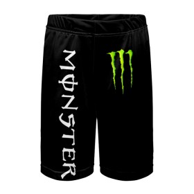 Детские спортивные шорты 3D с принтом MONSTER ENERGY в Петрозаводске,  100% полиэстер
 | пояс оформлен широкой мягкой резинкой, ткань тянется
 | black monster | bmx | claw | cybersport | energy | monster | monster energy | moto | motocross | race | sport | киберспорт | когти | монстер энерджи | монстр | мото | мотокросс | ралли | скейтбординг | спорт | т | энергия