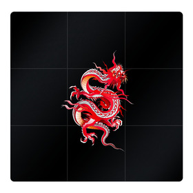 Магнитный плакат 3Х3 с принтом Дракон в Петрозаводске, Полимерный материал с магнитным слоем | 9 деталей размером 9*9 см | Тематика изображения на принте: арт | дракон | дракоша | животные | картинка | китайский дракон | красный дракон | рисунок | японский дракон | ящер
