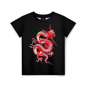 Детская футболка 3D с принтом Дракон в Петрозаводске, 100% гипоаллергенный полиэфир | прямой крой, круглый вырез горловины, длина до линии бедер, чуть спущенное плечо, ткань немного тянется | арт | дракон | дракоша | животные | картинка | китайский дракон | красный дракон | рисунок | японский дракон | ящер