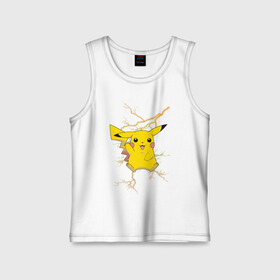 Детская майка хлопок с принтом Пикачу молния в Петрозаводске,  |  | anime | pikachu | pokemon | pokemon logo | аниме | анимэ | пика | пикачу | покемон | покемон постер | эш и пикачу | эш кетчум | япония | японский