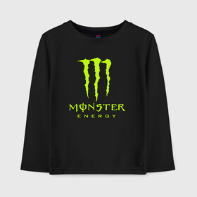 Детский лонгслив хлопок с принтом MONSTER ENERGY в Петрозаводске, 100% хлопок | круглый вырез горловины, полуприлегающий силуэт, длина до линии бедер | black monster | bmx | claw | cybersport | energy | monster | monster energy | moto | motocross | race | sport | киберспорт | когти | монстер энерджи | монстр | мото | мотокросс | ралли | скейтбординг | спорт | т | энергия