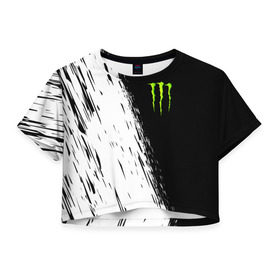 Женская футболка Crop-top 3D с принтом MONSTER ENERGY в Петрозаводске, 100% полиэстер | круглая горловина, длина футболки до линии талии, рукава с отворотами | black monster | bmx | claw | cybersport | energy | monster | monster energy | moto | motocross | race | sport | киберспорт | когти | монстер энерджи | монстр | мото | мотокросс | ралли | скейтбординг | спорт | т | энергия