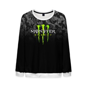 Мужской свитшот 3D с принтом MONSTER ENERGY в Петрозаводске, 100% полиэстер с мягким внутренним слоем | круглый вырез горловины, мягкая резинка на манжетах и поясе, свободная посадка по фигуре | black monster | bmx | claw | cybersport | energy | monster | monster energy | moto | motocross | race | sport | киберспорт | когти | монстер энерджи | монстр | мото | мотокросс | ралли | скейтбординг | спорт | т | энергия