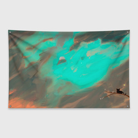 Флаг-баннер с принтом Майское небо в Петрозаводске, 100% полиэстер | размер 67 х 109 см, плотность ткани — 95 г/м2; по краям флага есть четыре люверса для крепления | абстракция | арт | ветвь | закат | китайский фонарик | котёнок | небо | облака | цветы | японский фонарик