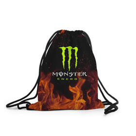 Рюкзак-мешок 3D с принтом MONSTER ENERGY  в Петрозаводске, 100% полиэстер | плотность ткани — 200 г/м2, размер — 35 х 45 см; лямки — толстые шнурки, застежка на шнуровке, без карманов и подкладки | black monster | bmx | claw | cybersport | energy | monster | monster energy | moto | motocross | race | sport | киберспорт | когти | монстер энерджи | монстр | мото | мотокросс | ралли | скейтбординг | спорт | т | энергия