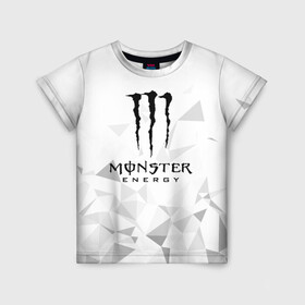 Детская футболка 3D с принтом MONSTER ENERGY  в Петрозаводске, 100% гипоаллергенный полиэфир | прямой крой, круглый вырез горловины, длина до линии бедер, чуть спущенное плечо, ткань немного тянется | Тематика изображения на принте: black monster | bmx | claw | cybersport | energy | monster | monster energy | moto | motocross | race | sport | киберспорт | когти | монстер энерджи | монстр | мото | мотокросс | ралли | скейтбординг | спорт | т | энергия