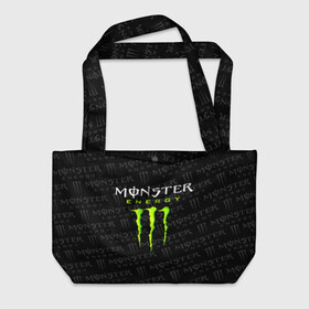 Пляжная сумка 3D с принтом MONSTER ENERGY  в Петрозаводске, 100% полиэстер | застегивается на металлическую кнопку; внутренний карман застегивается на молнию. Стенки укреплены специальным мягким материалом, чтобы защитить содержимое от несильных ударов
 | black monster | bmx | claw | cybersport | energy | monster | monster energy | moto | motocross | race | sport | киберспорт | когти | монстер энерджи | монстр | мото | мотокросс | ралли | скейтбординг | спорт | т | энергия