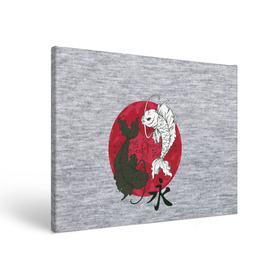 Холст прямоугольный с принтом Japan style в Петрозаводске, 100% ПВХ |  | арт | гармония | животные | инь янь | карп | картинка | красная луна | подарок | рисунок | самурай | цыгун | японский